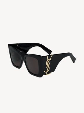 Saint Laurent Black Sunglasses with Gold YSL Emblem